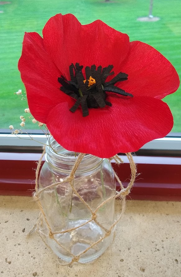 poppy made from crepe paper
