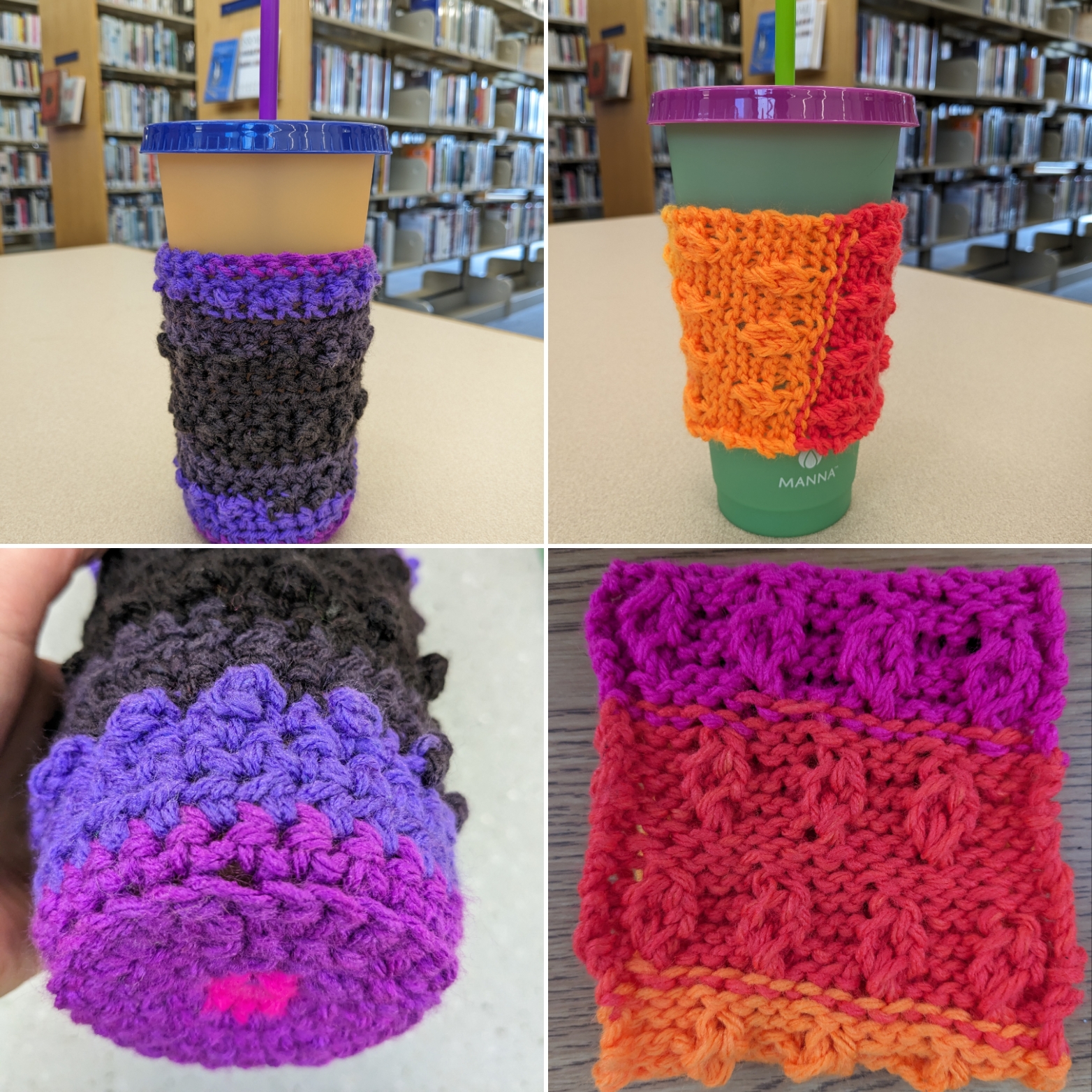 crochet cup cozy & knitted cup cozy
