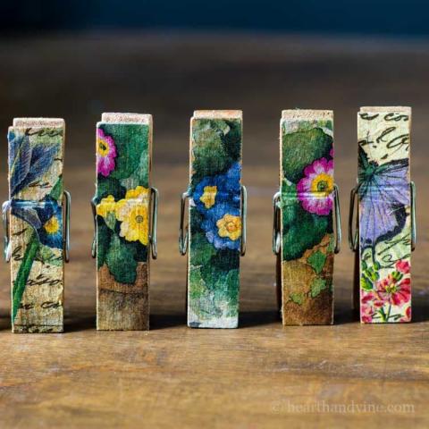 Decoupage Clothespin Magnets