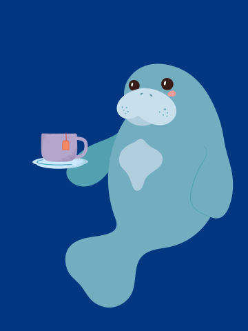 Manatee Drinking Tea