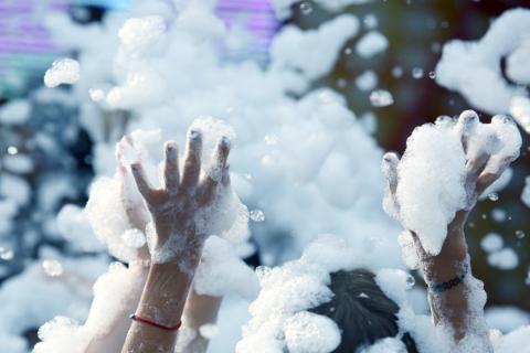 Bubbles and Foam with Childs hand