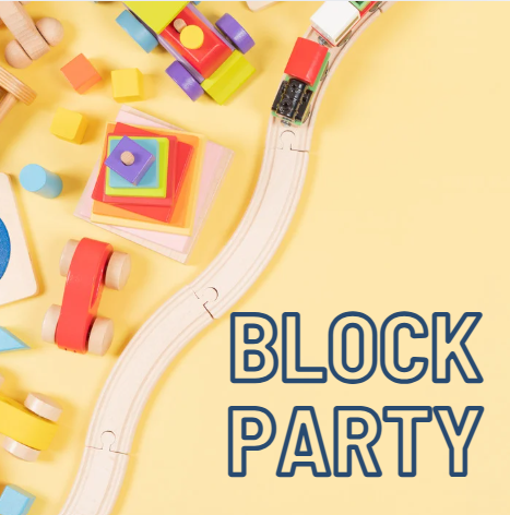 blocks, puzzles, and train set spread out