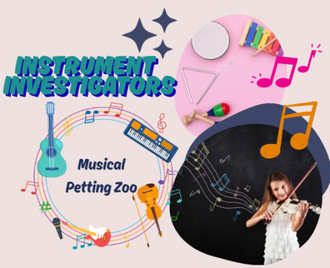 instrument investigators logo with the words musical petting zoo