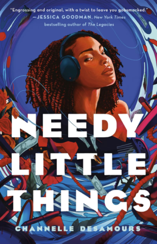 A colorful background with a girl's face behind the words "Needy Little Things" 