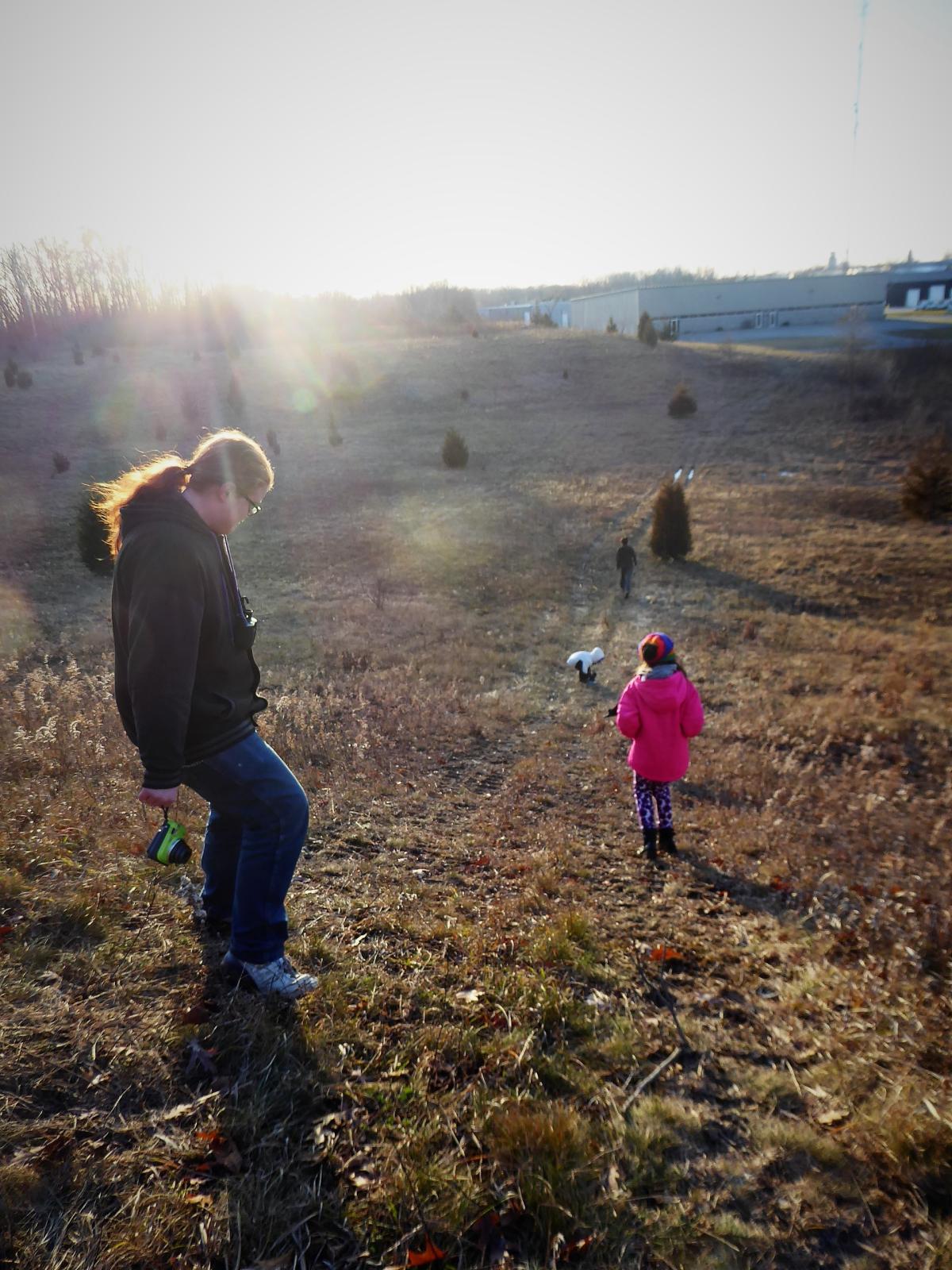 Kids hiking in the library wetlands